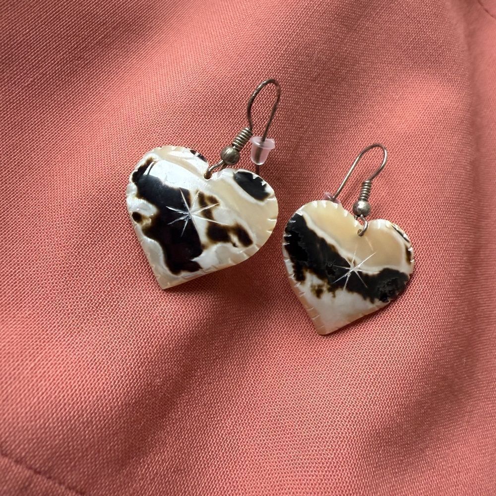 Quiet Luxury Mother of Pearl Carved Heart Shaped Earring